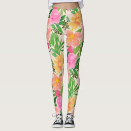 Legging Flores Rosa Aquarela da Moda