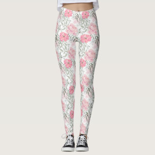 Legging Flores rosa cor-de-rosa