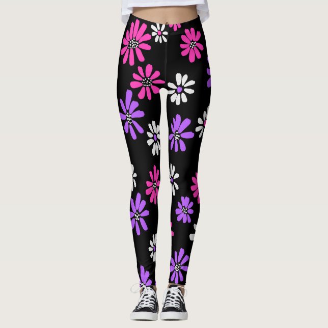 Legging Flores Rosa E Púrpura, Cuta Vibrante (Frente)