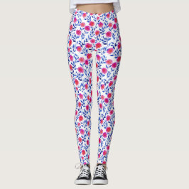 Legging Flores Rosa Fúcsia Estilo Floral Aquarela