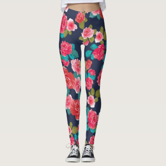 Legging Flores rosas vermelhas