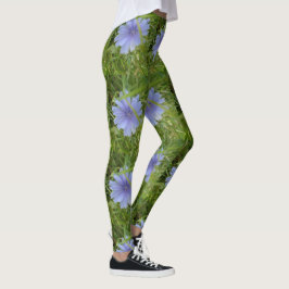 Legging Flores Roxas Azuis Leggênese Floral Elegante