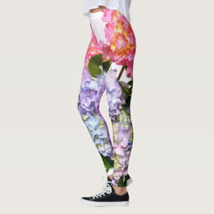 Legging Flores roxas, cor-de-rosa, cor-de-rosa, azuis Hydr