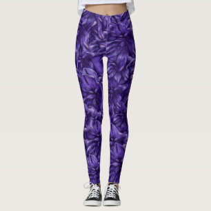 Legging Flores Roxas Escuras nas Flores