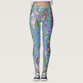 Legging Flores Roxas, Verdes e Azuis a Rosa