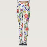 Legging Flores Selvagens Coloridas De Cores Aquáticas<br><div class="desc">Leggings únicas com padrões coloridos de ilustrações pintadas por aquarelas de borboletas, abelhas, joias e flores de campo do estilo Provence: lavandas, pincéis, papoilas e muito mais.</div>