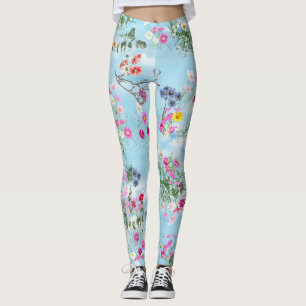 Legging Flores selvagens contra o céu azul