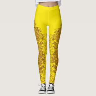 Legging Flores selvagens em Roxo e Douradas por Aleta