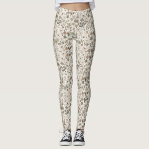 Legging Flores Silvestres Arejadas em Creme e Sage