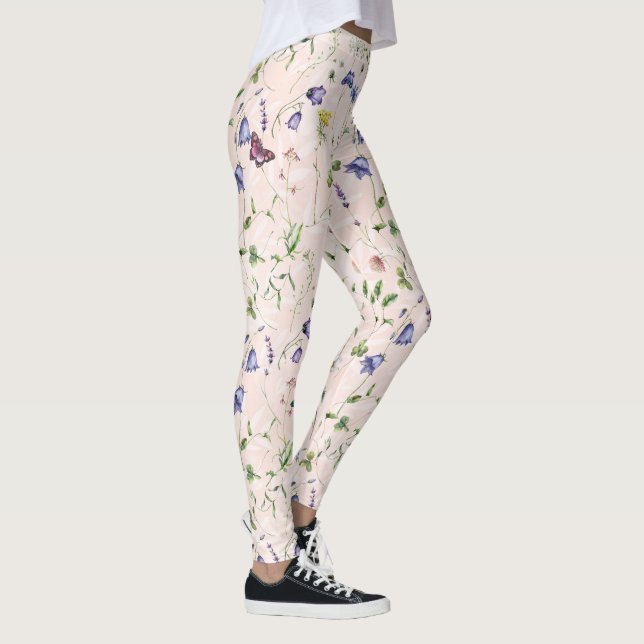 Legging Flores silvestres e borboletas Padrão de Aquarela (Direita)