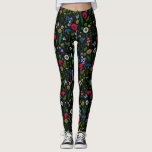 Legging Flores silvestres em preto<br><div class="desc">Coleção de várias flores selvagens pintada à mão.</div>