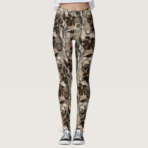 Legging Flores sobre fundo controlado num estilo rústico