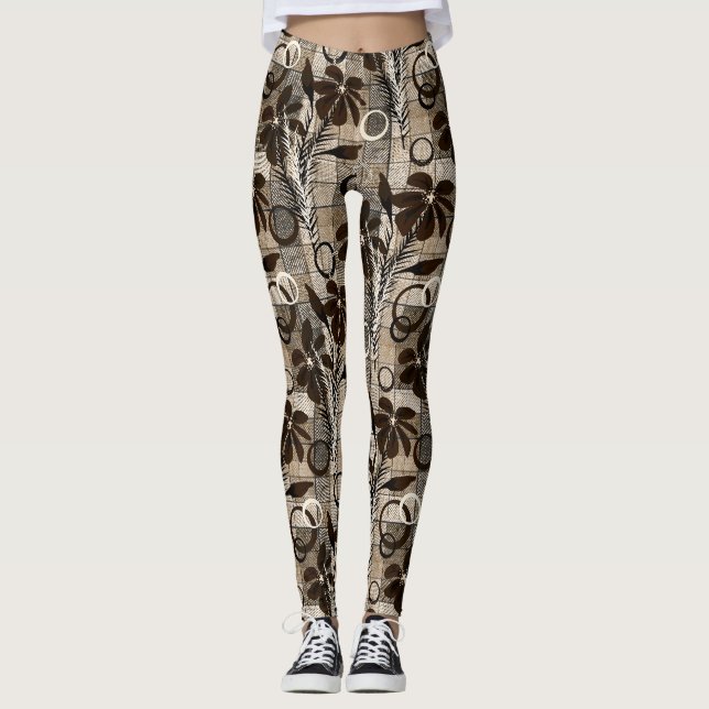 Legging Flores sobre fundo controlado num estilo rústico (Frente)