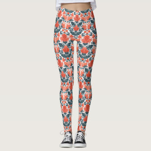 Legging Flores vermelhas decorativas