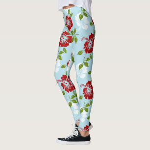 Legging Flores Vermelhas E Brancas