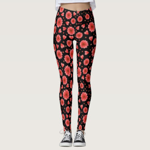Legging Flores Vermelhas Florais Padrão-23321