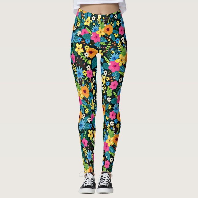 Legging Flores Vibrantes Ditsy Padrão Floral-43785 (Frente)