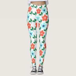 Legging Flores Vibrantes e Pernas Folhosas