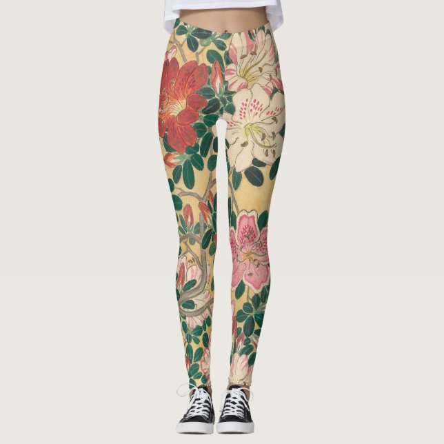 Legging Flores Vintage Azalea Pintura Japonesa (Frente)