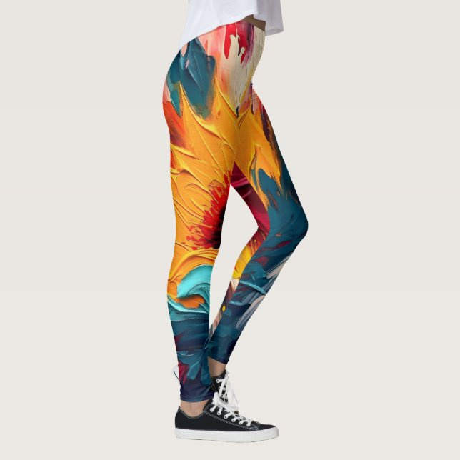 Legging Florescimento Radiante – Expressão Floral Abstrata (Direita)