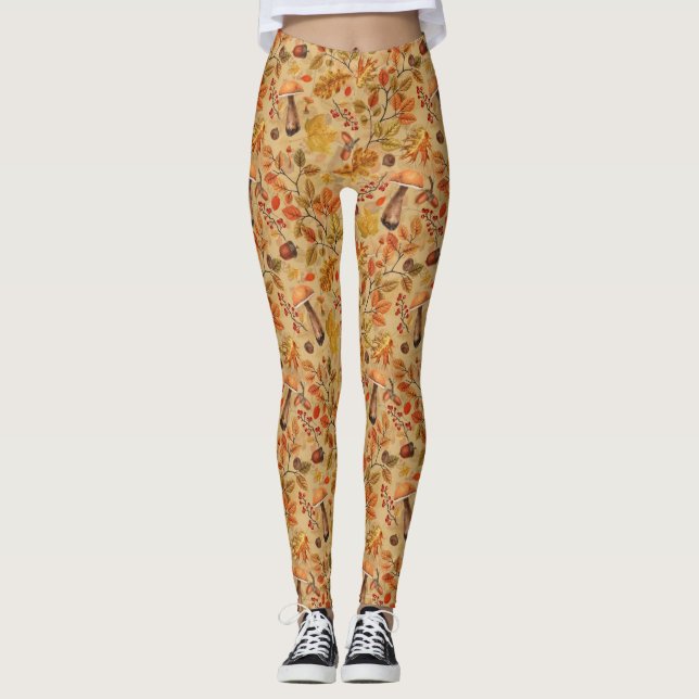 Legging Floresta autóctone em ocre (Frente)