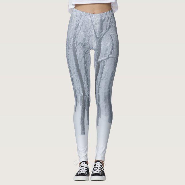 Legging Floresta congelada coberta de neve no inverno (Frente)