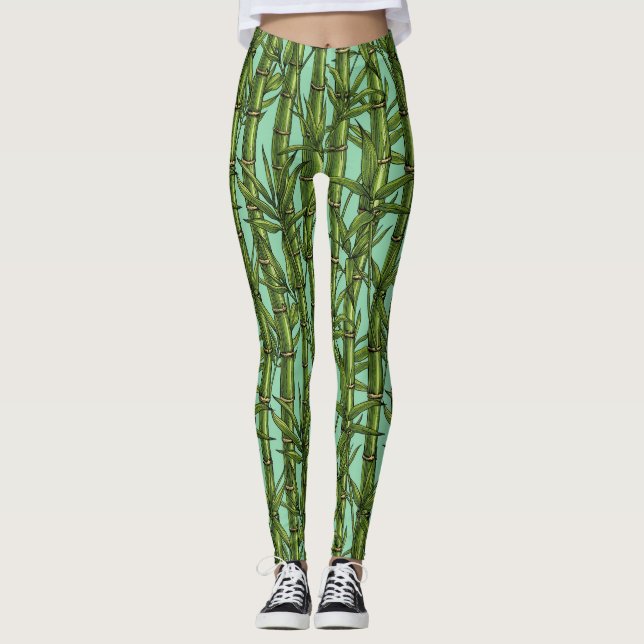 Legging Floresta de bambu em azul claro (Frente)