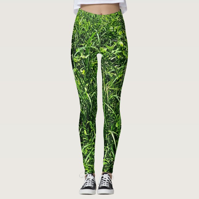 Legging Floresta de Grama Verde Selvagem (Frente)