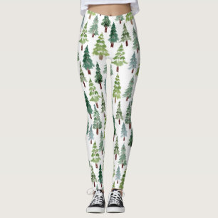 Legging  Floresta de inverno com pinheiro Russo de Aquarel