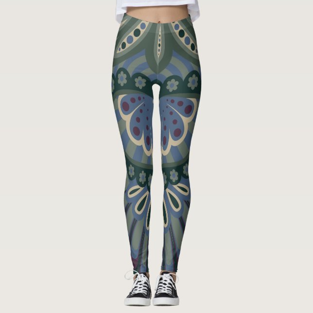 Legging Floresta de Inverno - Paisley Emplumado (Frente)