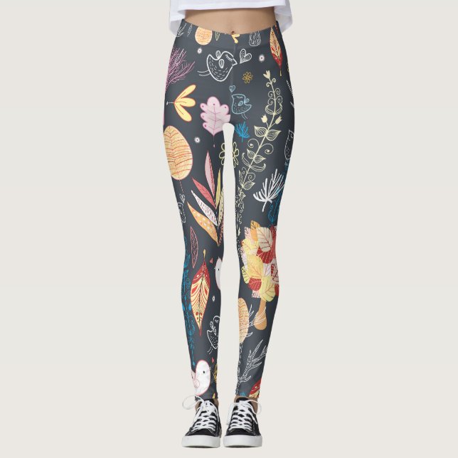 Legging Floresta do outono: Beleza sazonal texturizada. (Frente)