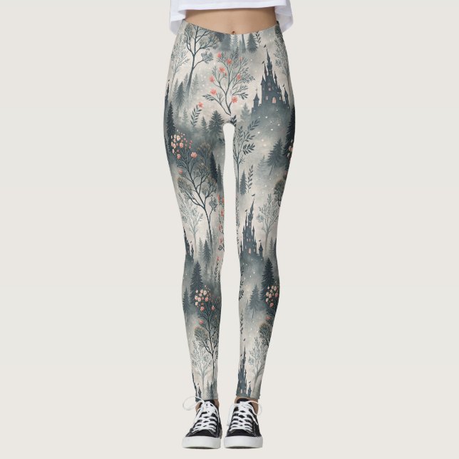 Legging Floresta Mistura Encantada com Castelo Escuro - Ee (Frente)