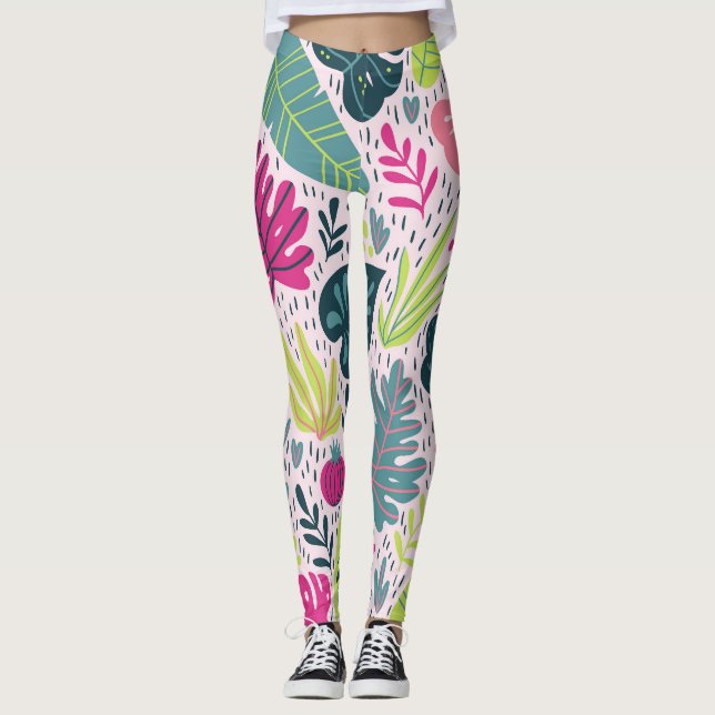 Legging Floresta tropical selvagem, colheita repetida (Frente)
