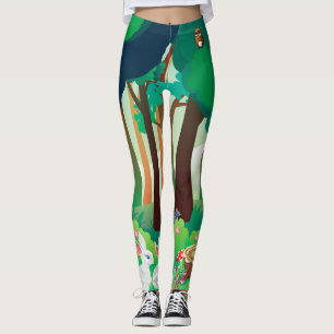 Legging Floresta verde e animais bonitos