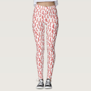 Legging Florestas Nórdicas Natal Escandinavo Branco Vermel