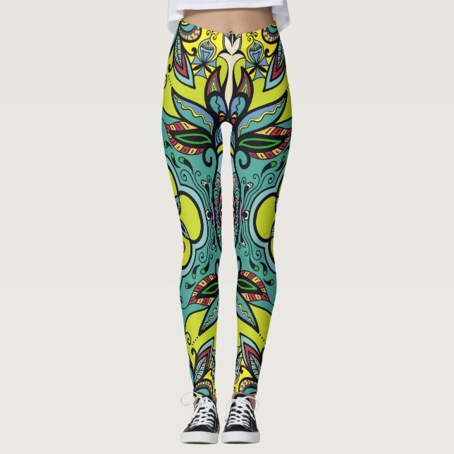 Legging Flórida geométrica, abstrato sem costura colorido (Frente)
