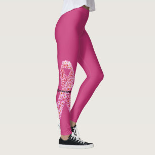 Legging Flowers Rosa Friso do Apoio ao cancer de mama