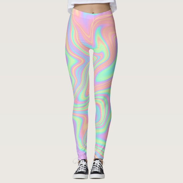 Legging Fluido multicolorido holográfico e iridescente Tri (Frente)