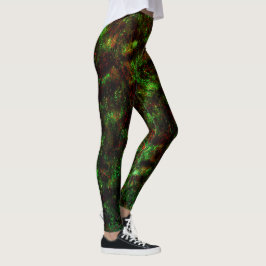 Legging Flutuação das manchas escuras em verde-vivo e verm