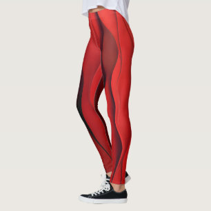 Legging Fluxo Carmesim – Ondas Vermelhas Abstratas de Movi