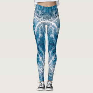 Legging Fluxo Cósmico Sagrado - Simetria de Prata Azul
