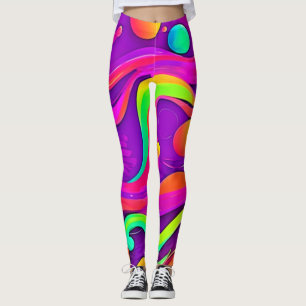 Legging Fluxo do arco-íris: Abstrato Divertido