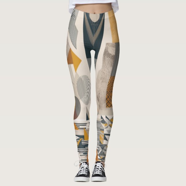 Legging Fluxo Geométrico: Design de Leguminosas Modernas (Frente)