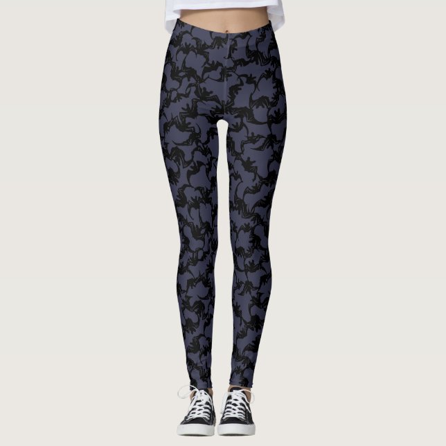 Legging Flying Bats Vintage Japanese Stencil Pattern (Frente)