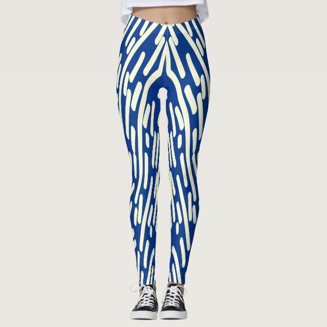 Legging Fofo branco & azul clássico "Ratti_Creative_Arts" (Frente)