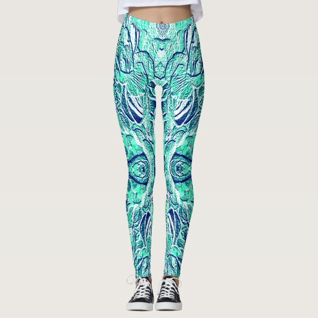 Legging Fofo textura azul-verde "Ratti_Creative_Arts" (Frente)