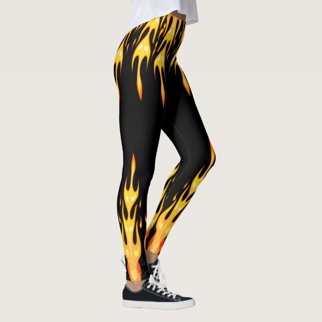 Legging Fogo amarelo-alaranjado moderno a preto (Direita)
