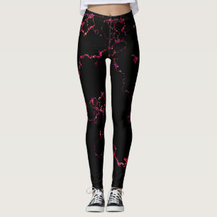 Legging Fogo e gelo: Pernas brilhantes, preto e vermelho