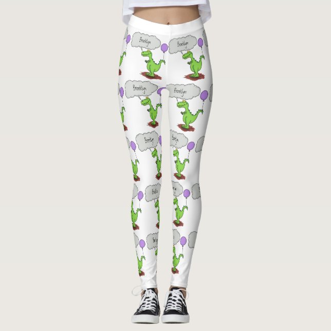 Legging Fogo giro em forma de cartoon verde e engraçado (Frente)