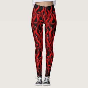Legging Fogo Vermelho Demônio Chama Fumos Halloween